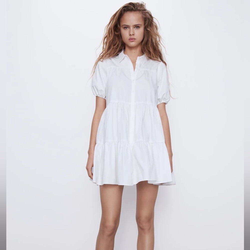 Zara White Flowy Mini Dress